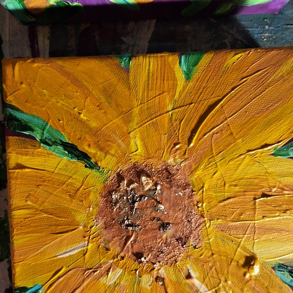 "Sunflowers X2" Original Artwork CREATED BY ME! 6in X 6in - Picture 7 of 8
